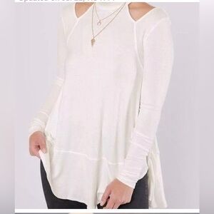 Free People Cream Long Sleeve Tank Top